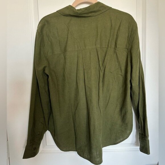 NWT Madewell Linen Blend Top Size Small Boy Long Sleeve Button Down - Picture 4 of 5